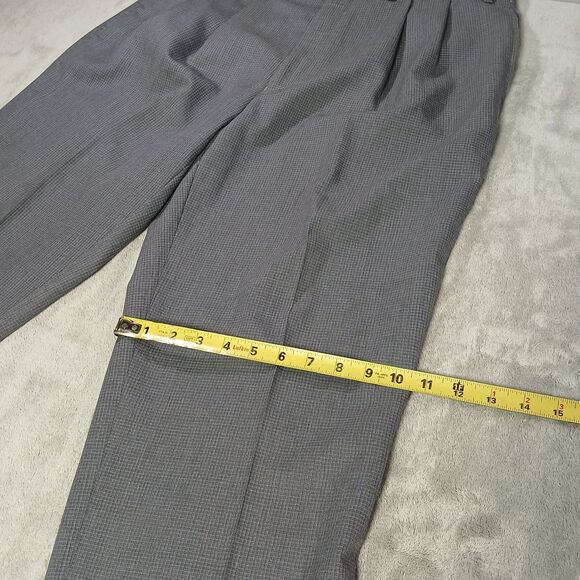 Lauren Ralph Lauren Dress Pants Mens 36x32 Gray Wool Checked Pleated Straight - Picture 9 of 10